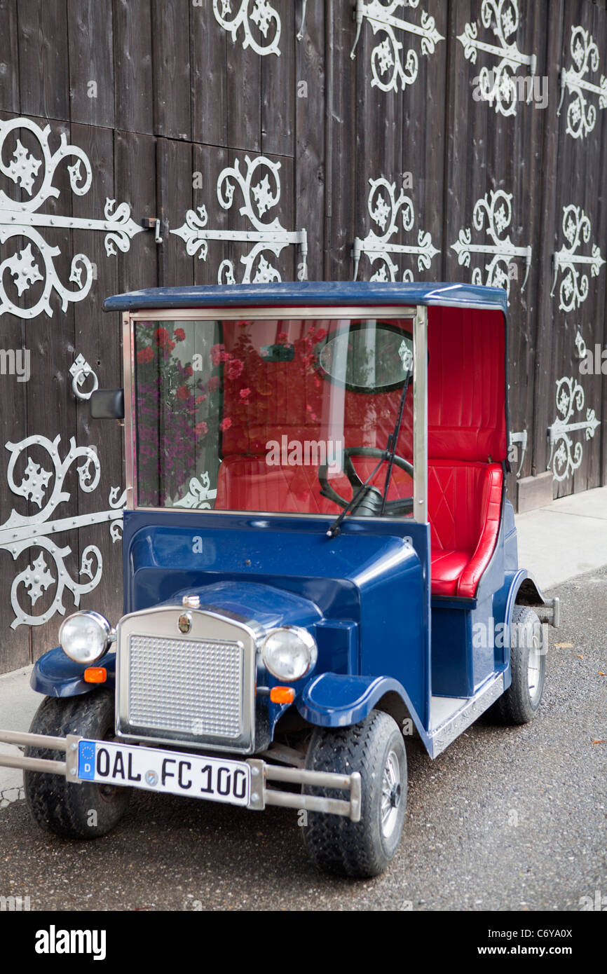 Classic old car with red leather seats Stock Photo