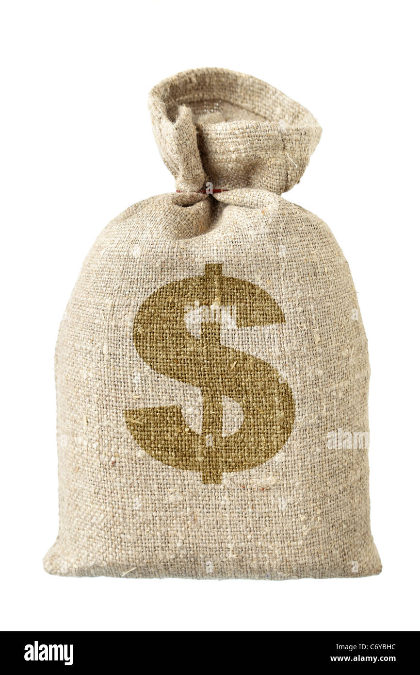 Money-bag with dollar symbol isolated over the white background Stock Photo
