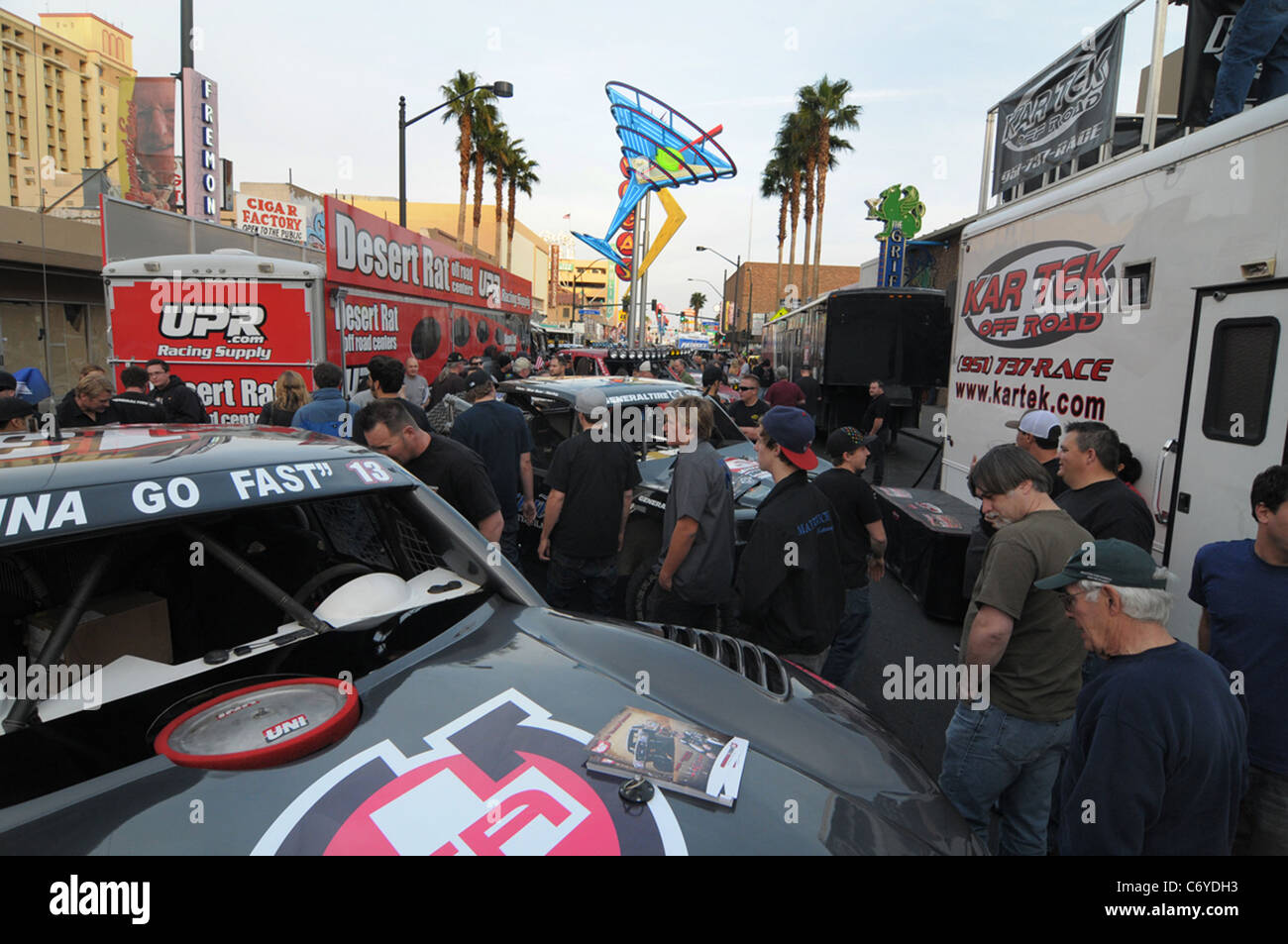 Racers Get Revved-Up in Las Vegas The rugged 400 mile race was started in 1978 as a promotion for the Mint Hotel in Las Vegas. Stock Photo