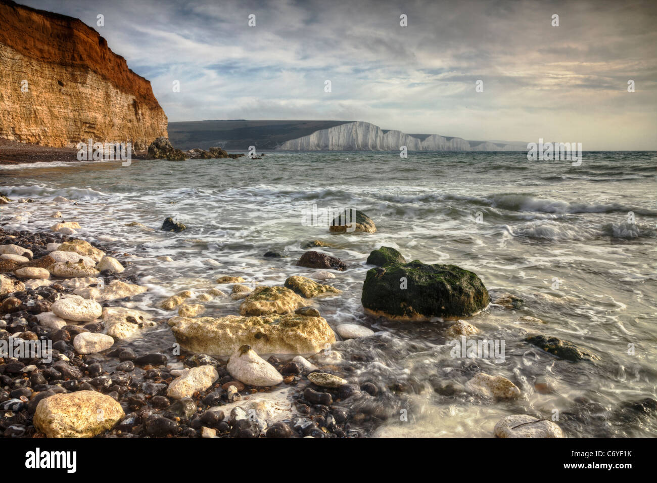 View of Seven Sisters from Seaford Head, East Sussex,.England UK Stock Photo