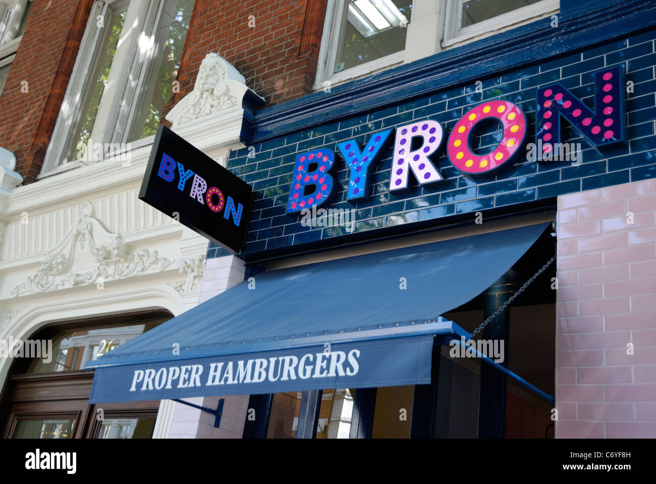 Byron Hamburger Restaurant in Charing Cross Road, London, England Stock Photo