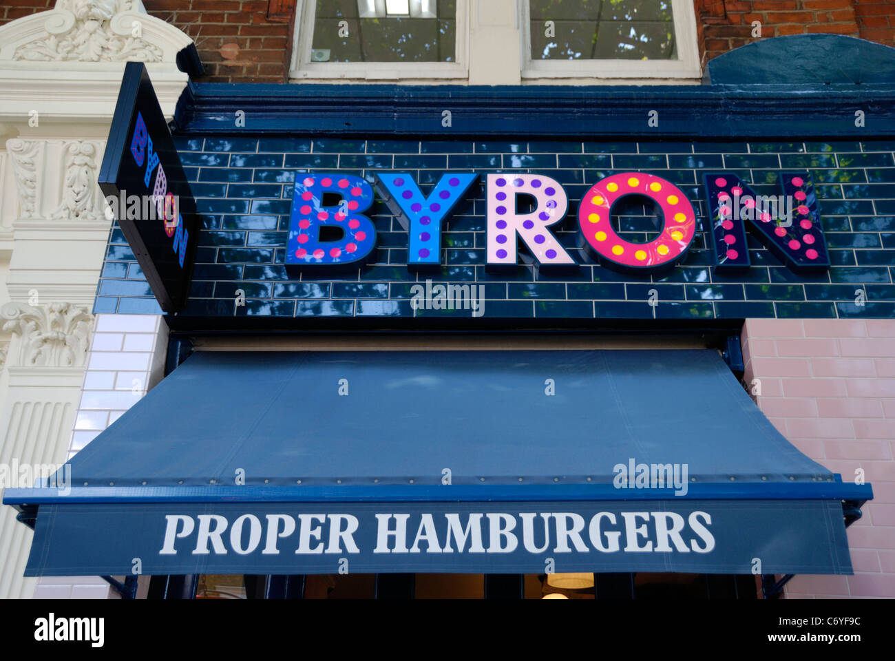 Byron Hamburger Restaurant in Charing Cross Road, London, England Stock Photo