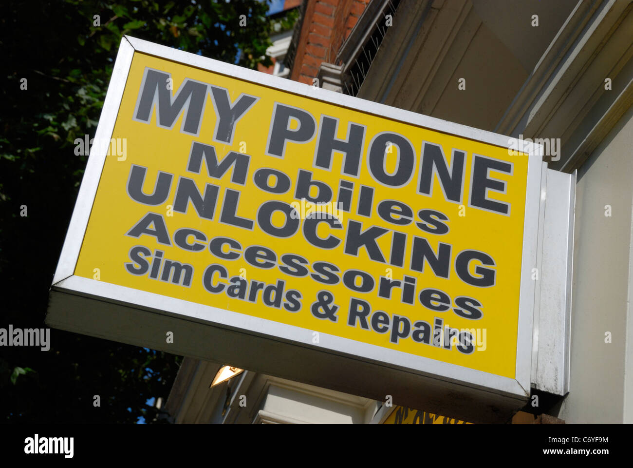 ‘My Phone’ independent mobile phone shop sign, London, England Stock