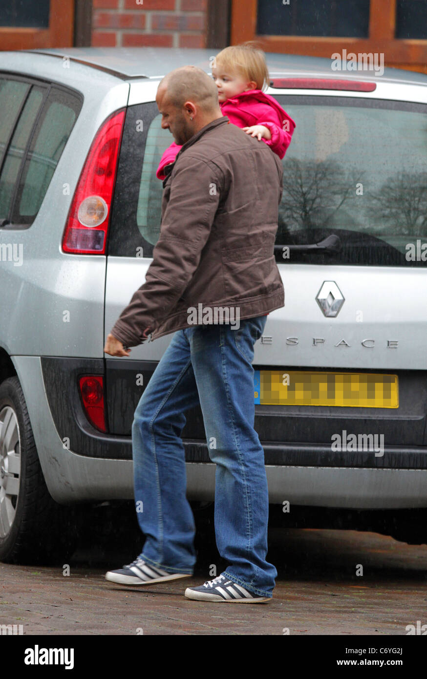 Mark Croft leaves Kerry Katona's home after collecting their children Cheshire, England - 20.03.10 Stock Photo