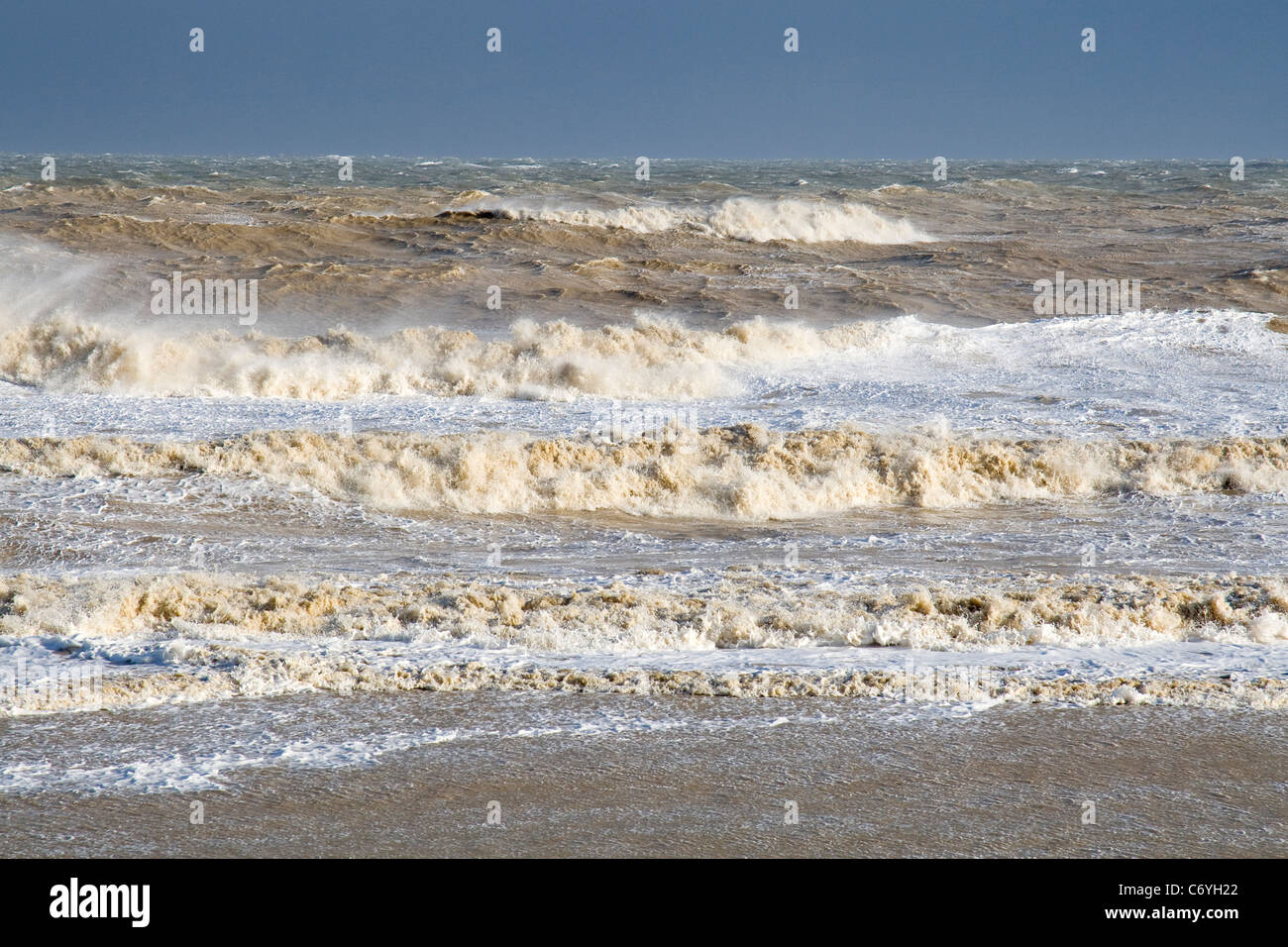 Stormy North Sea Norfolk UK Stock Photo