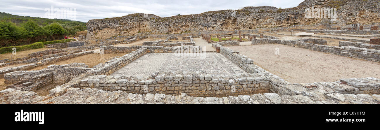 Room structures of the House of the Skeletons Villa in Conimbriga, the best preserved Roman city ruins in Portugal. Stock Photo