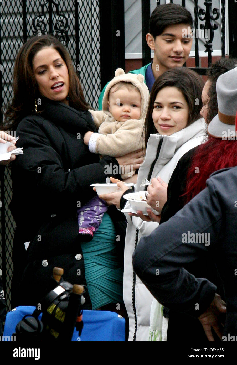 Ana Ortiz and America Ferrera, on the film set for Ugly Betty in Queens New  York, USA - 31.03.10 Ray Filmano Stock Photo - Alamy