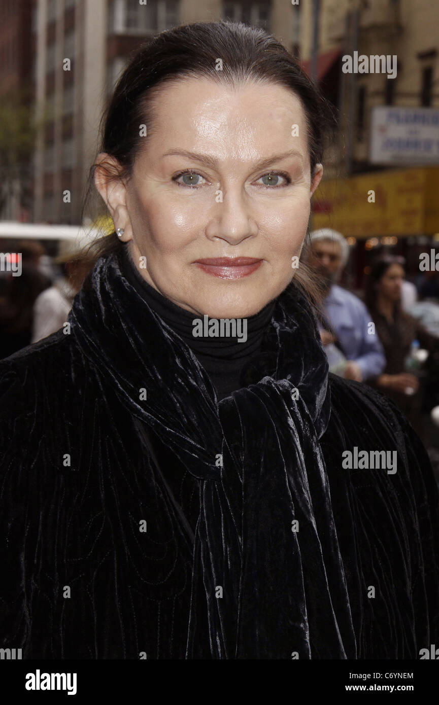 Veronica Hamel attending a matinee performance of the Broadway play 'Red' at the Golden Theatre