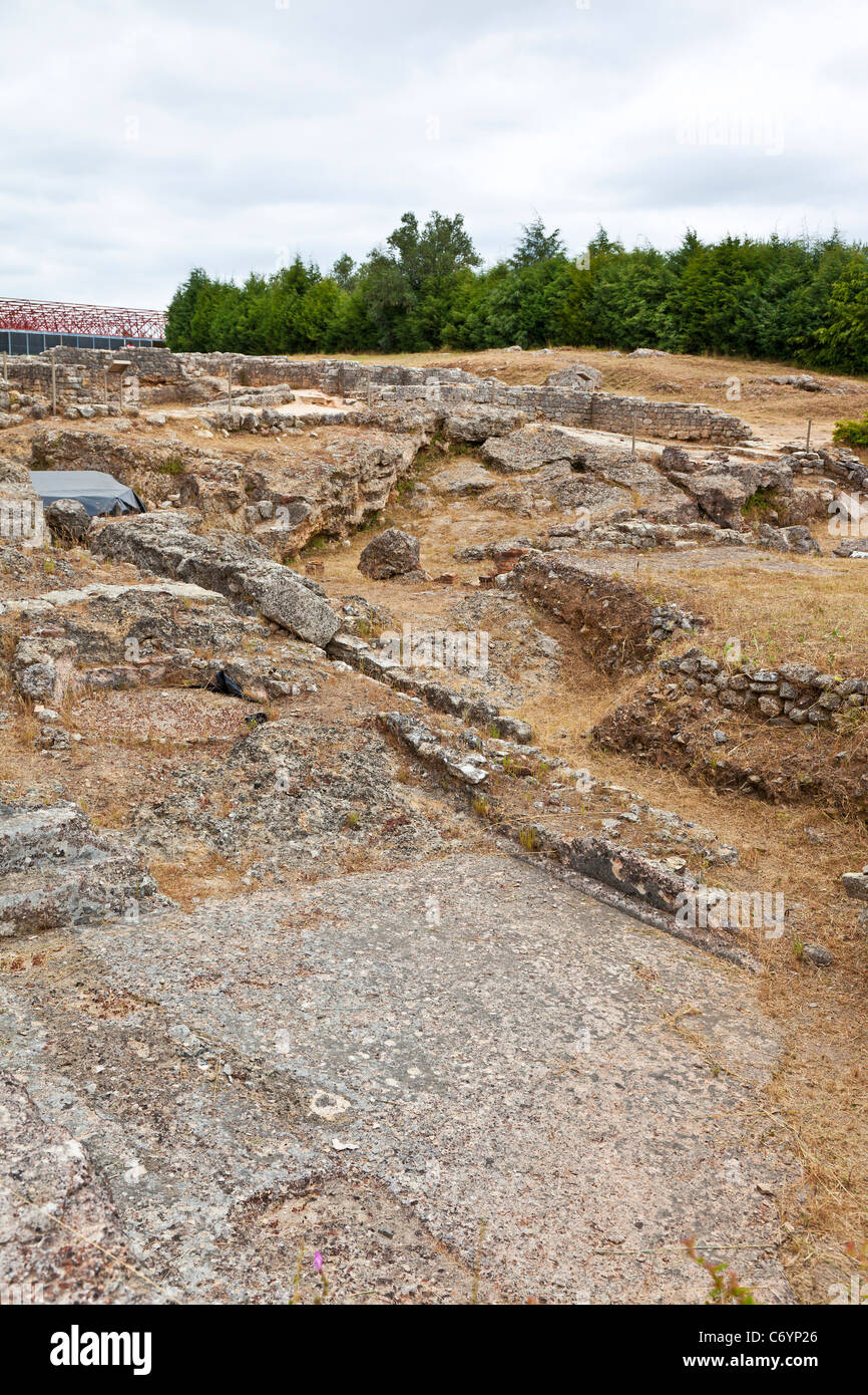 Natatio of the Baths of the Wall (Thermae) in Conimbriga, the best preserved Roman city ruins in Portugal. Stock Photo
