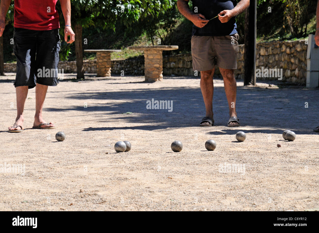 Playing french boules game, France Stock Photo