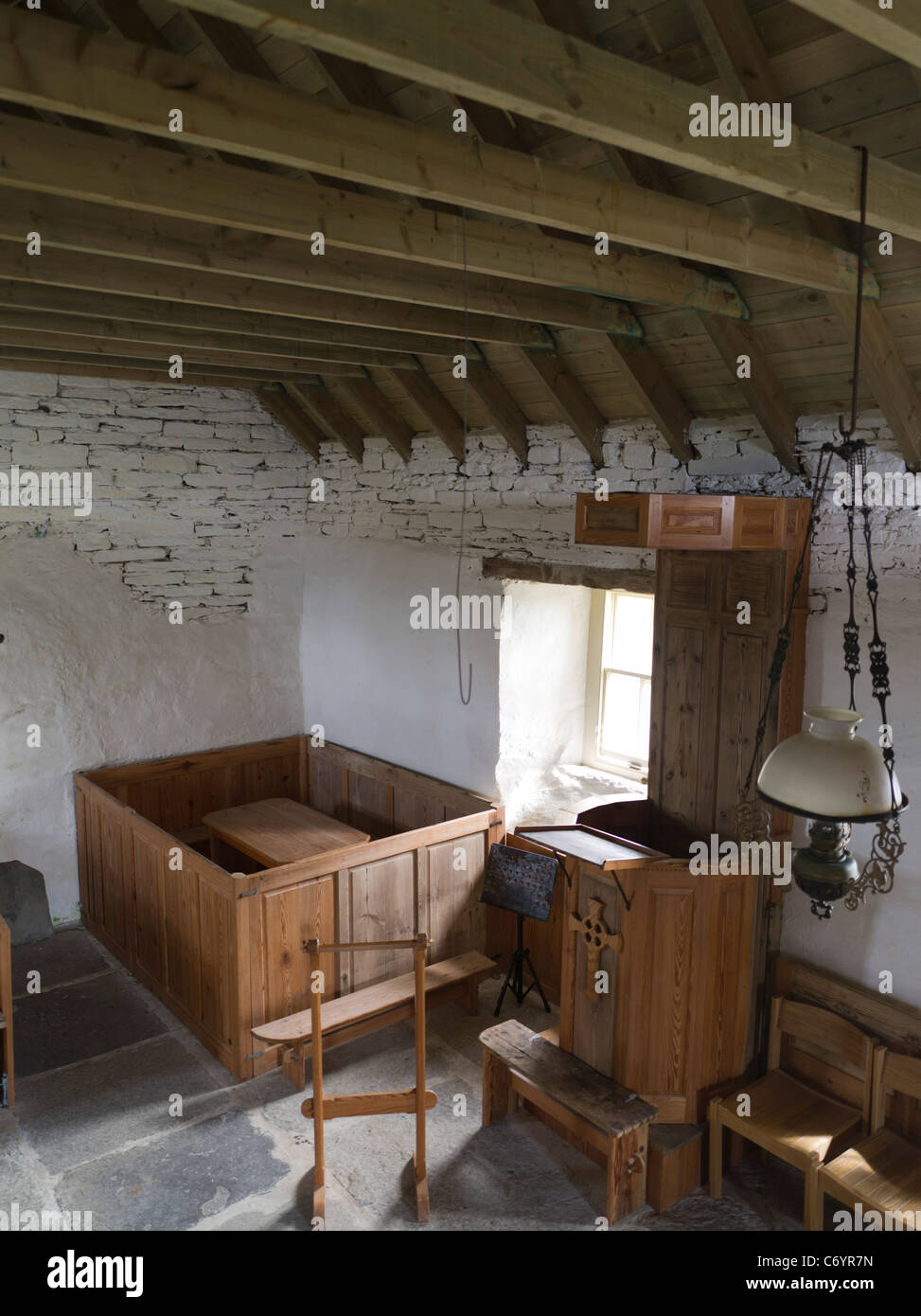 dh St Boniface Church PAPA WESTRAY ORKNEY 12th century parish church interior pulpit uk inside kirk scotland Stock Photo