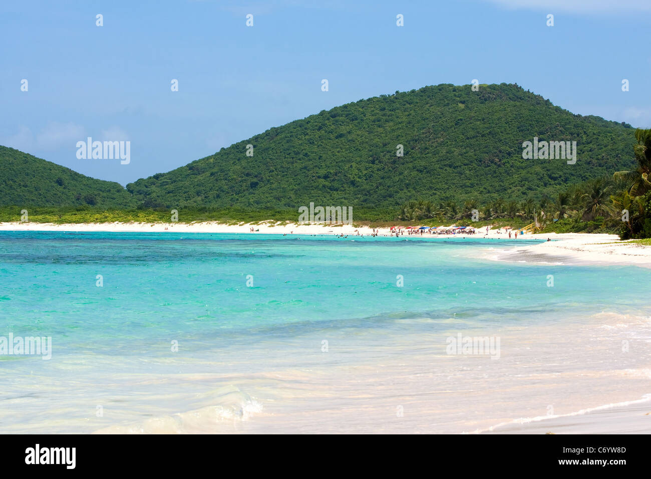 The gorgeous white sand Flamenco beach on the Puerto Rican island of Culebra. Stock Photo