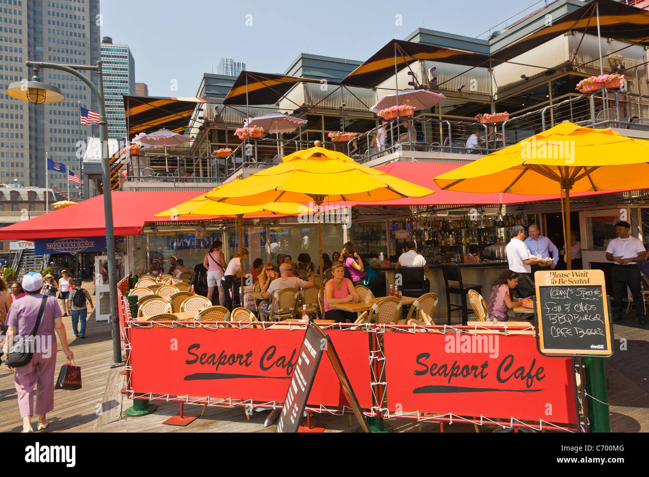 South Street Seaport Historic District in New York City Stock Photo