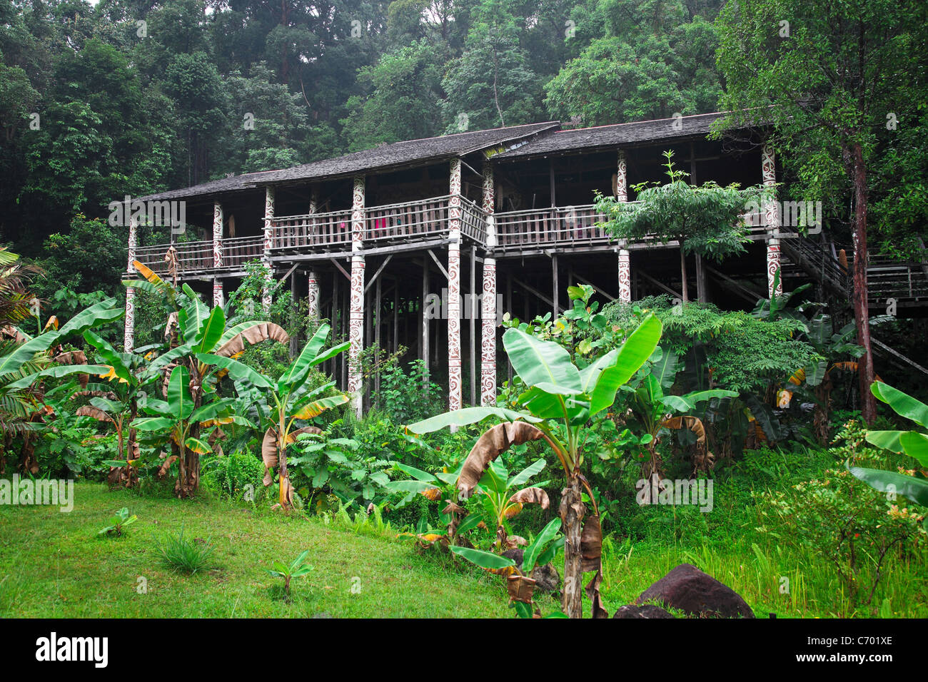 longhouse in borneo, traditional construction Stock Photo Alamy