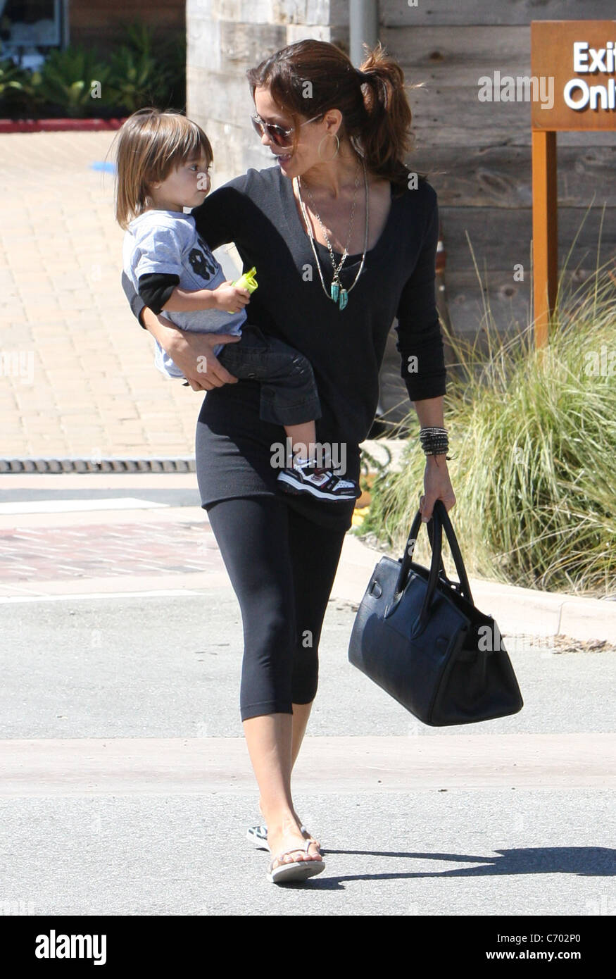 Brooke Burke walking with her son Shaya Braven in Malibu Lumber Yard