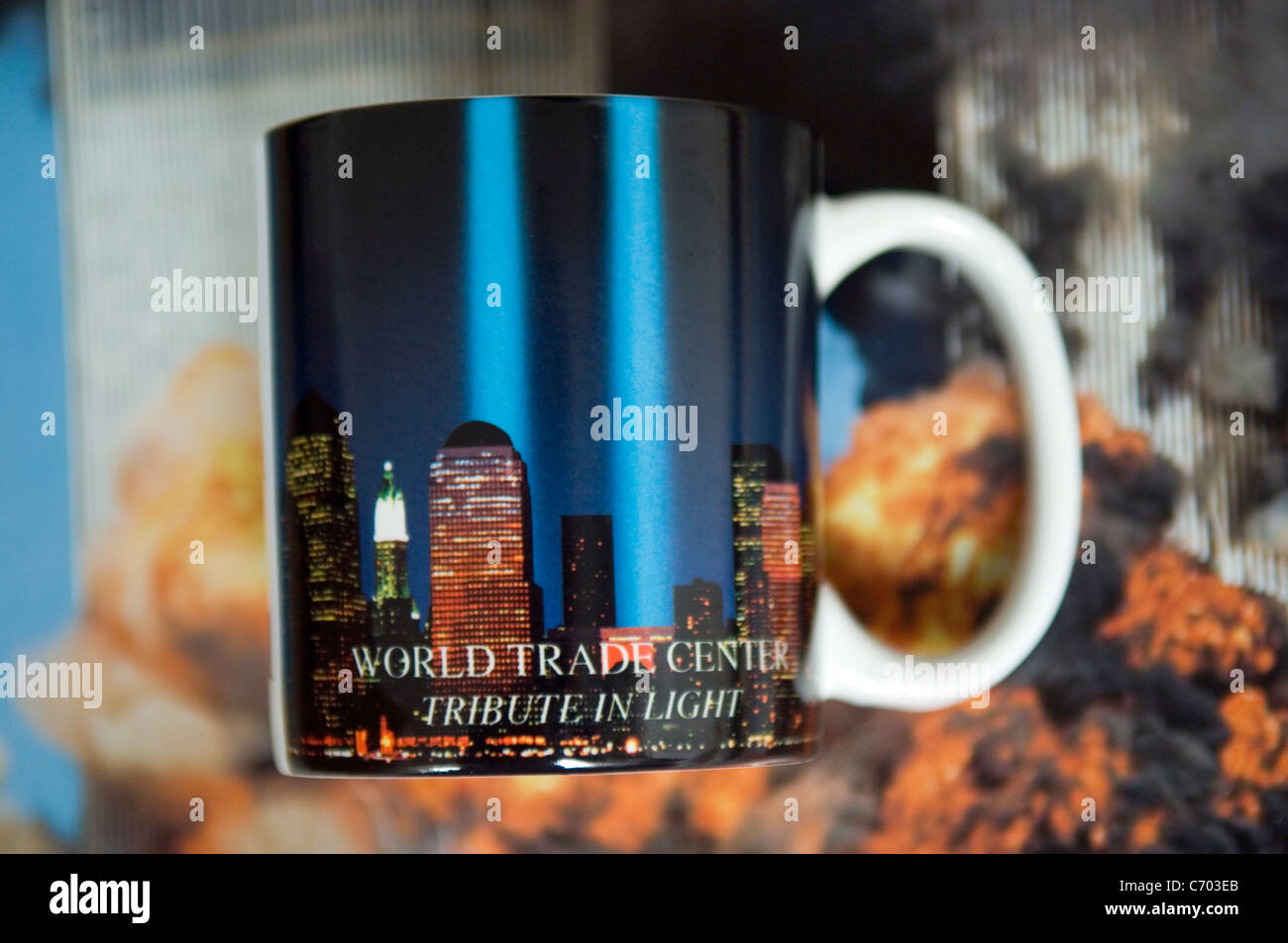 World Trade Centre New York mug purchased from the twin towers. Stock Photo