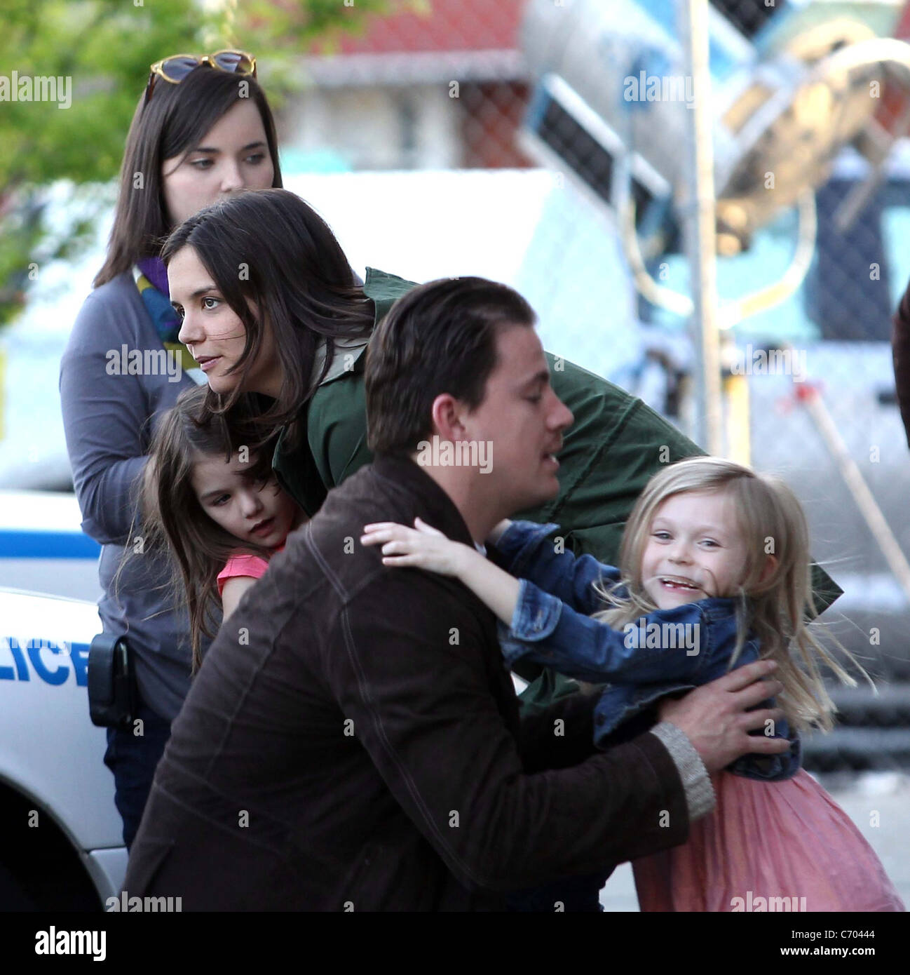 Katie Holmes and her daughter Suri Cruise with Channing Tatum on the set of 'Son Of No One' New York City, USA - 12.04.10 Stock Photo