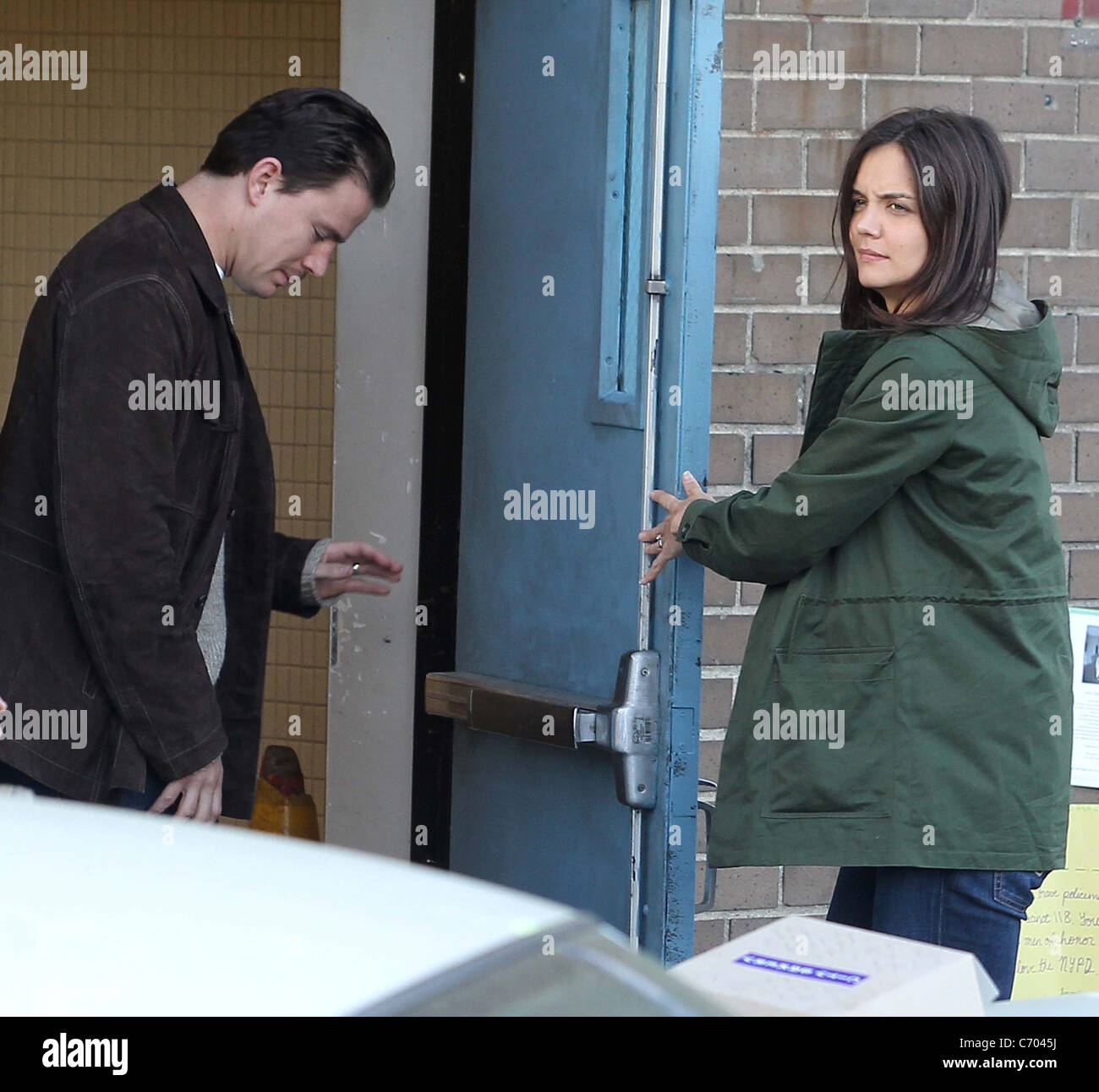 Katie Holmes and Channing Tatum on the set of 'Son Of No One' New York City, USA - 12.04.10 Stock Photo