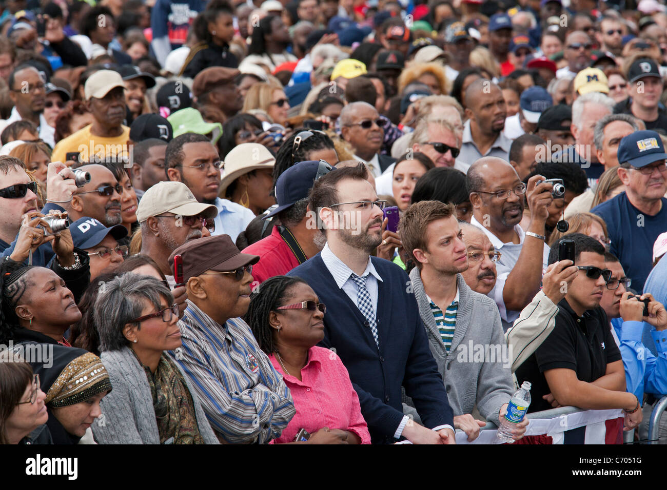 Detroit, Michigan - The crowd at a Labor Day rally waits to hear a speech by President Barack Obama. Stock Photo