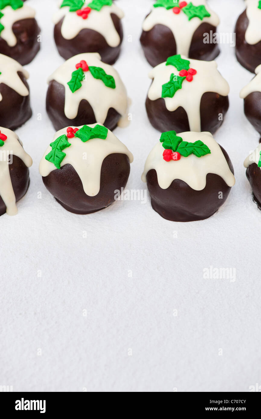 Homemade Christmas pudding chocolates Stock Photo