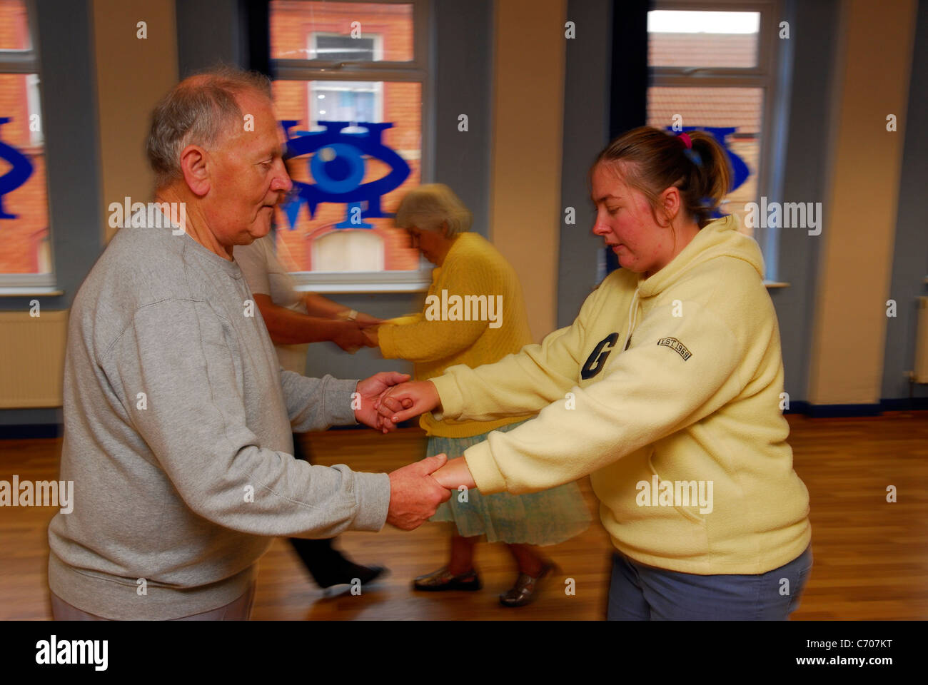 People taking in a ballroom dancing class for people with physical and learning difficulties, Grimsby, Lincolnshire, UK. Stock Photo