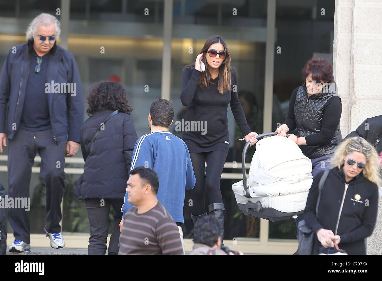 Flavio Briatore and his wife Elisabetta Briatore leaving the hospital Lenval with their newly born baby boy Nathan. Nice, Stock Photo
