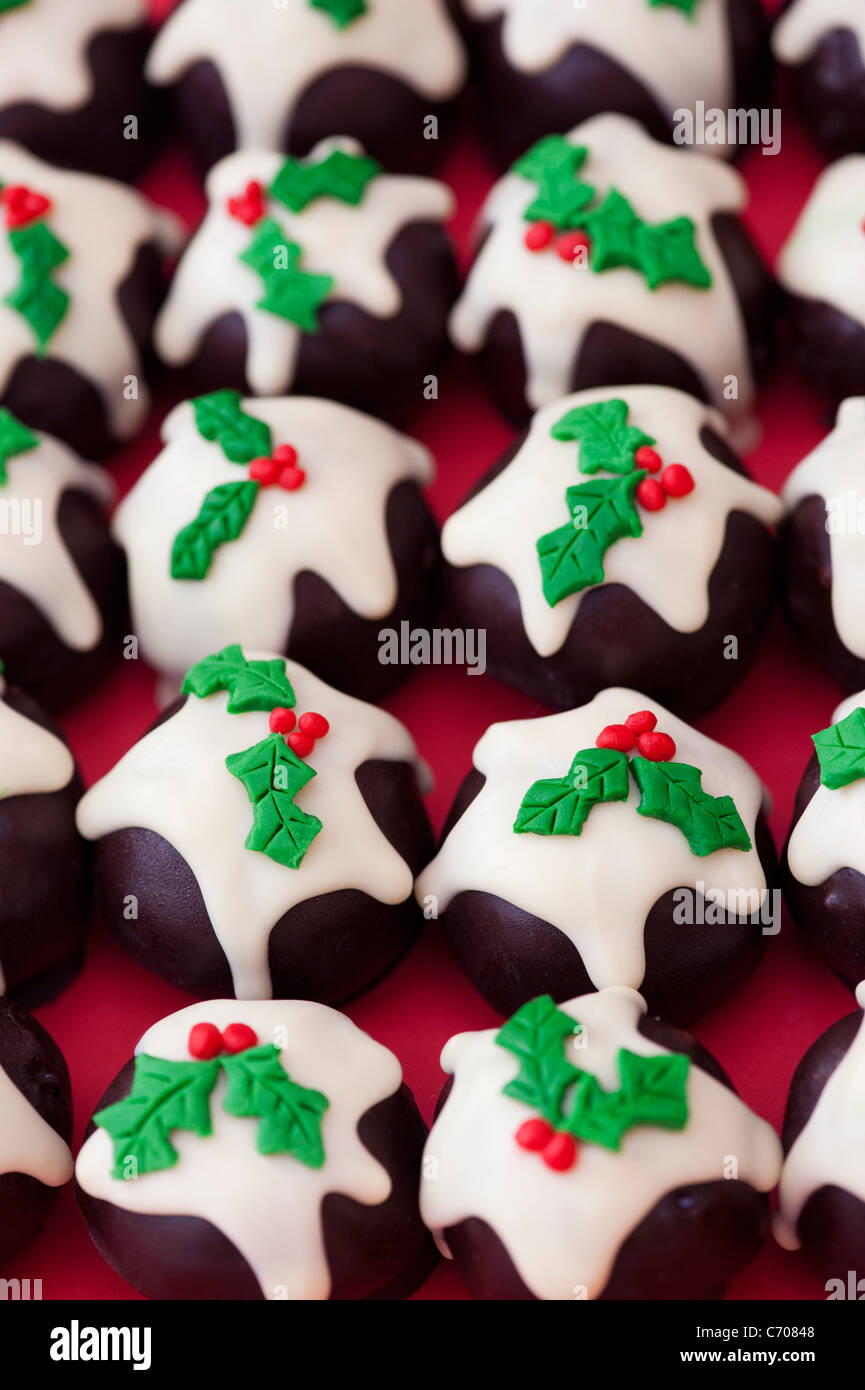 Homemade Christmas pudding chocolates Stock Photo