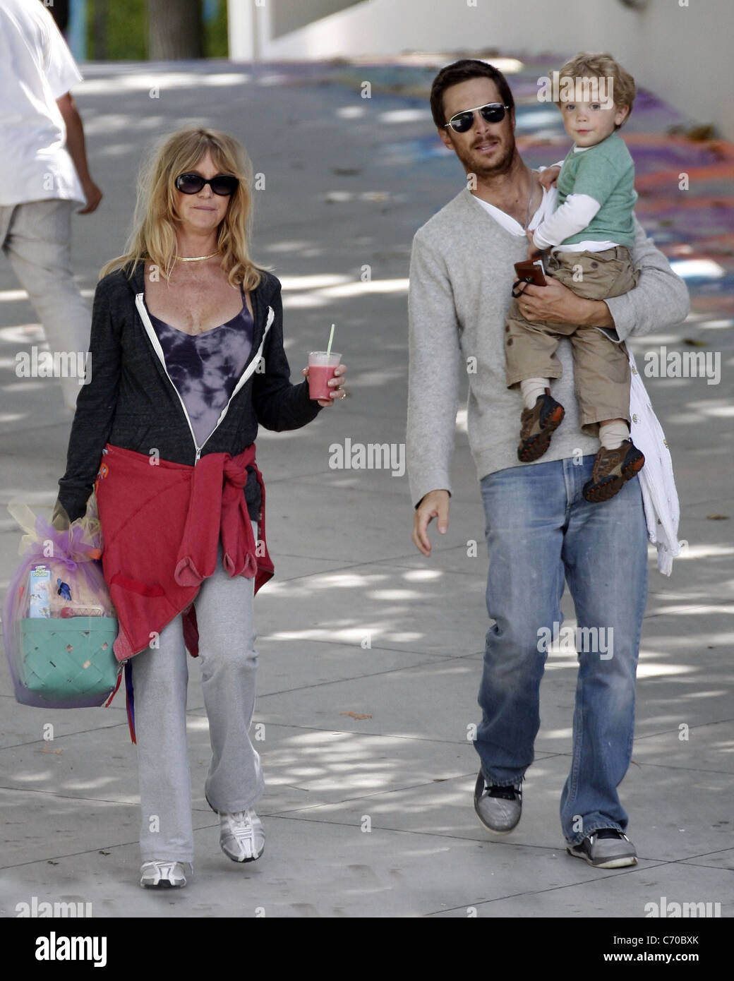 Goldie Hawn, Oliver Hudson and Wilder Brooks Hudson at an Easter party