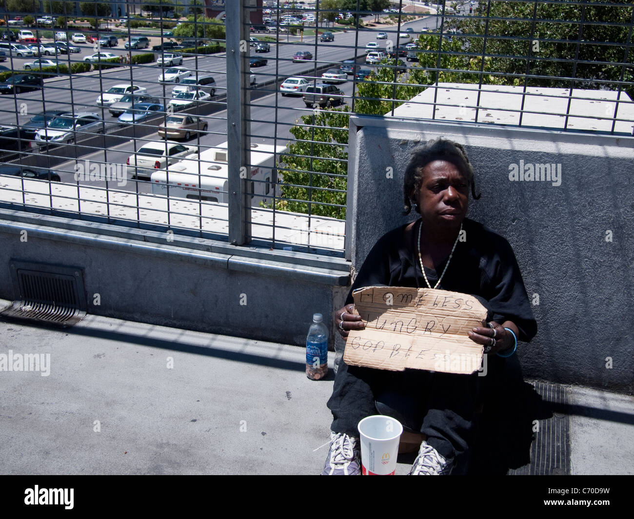 Homeless Lady, Las Vegas Stock Photo