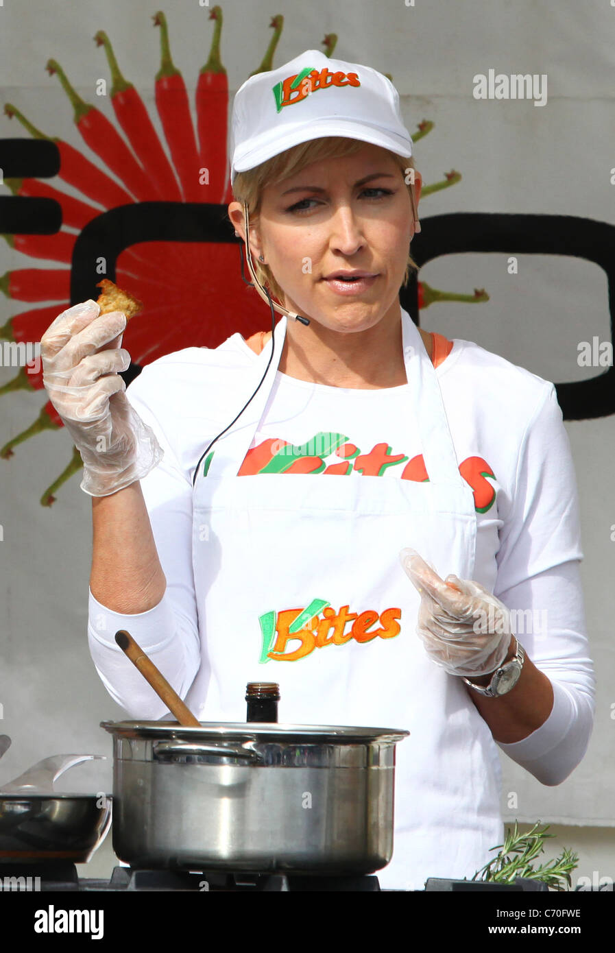 Heather Mills does a cooking demonstration outside a shopping centre Brighton, England - 17.03.10 Stock Photo