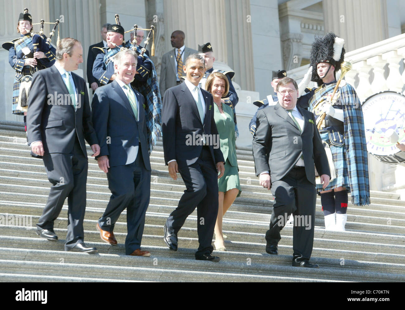 Irish Foreign Minister Michael Martin, U.S. Rep. Richard Neal (D-MA), U.S. President Barack Obama, U.S. Speaker of the House Stock Photo
