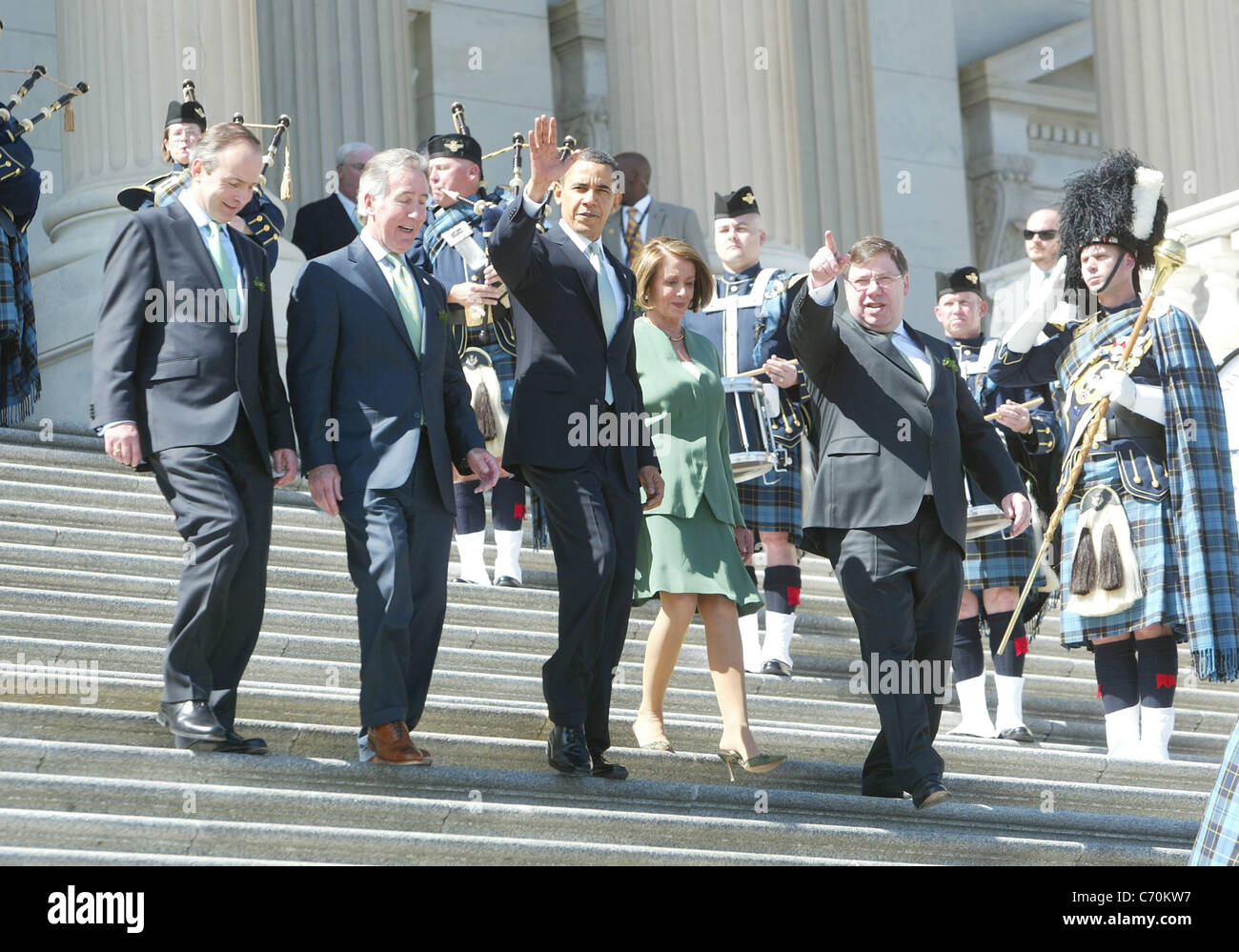 Irish Foreign Minister Michael Martin, U.S. Rep. Richard Neal (D-MA), U.S. President Barack Obama, U.S. Speaker of the House Stock Photo