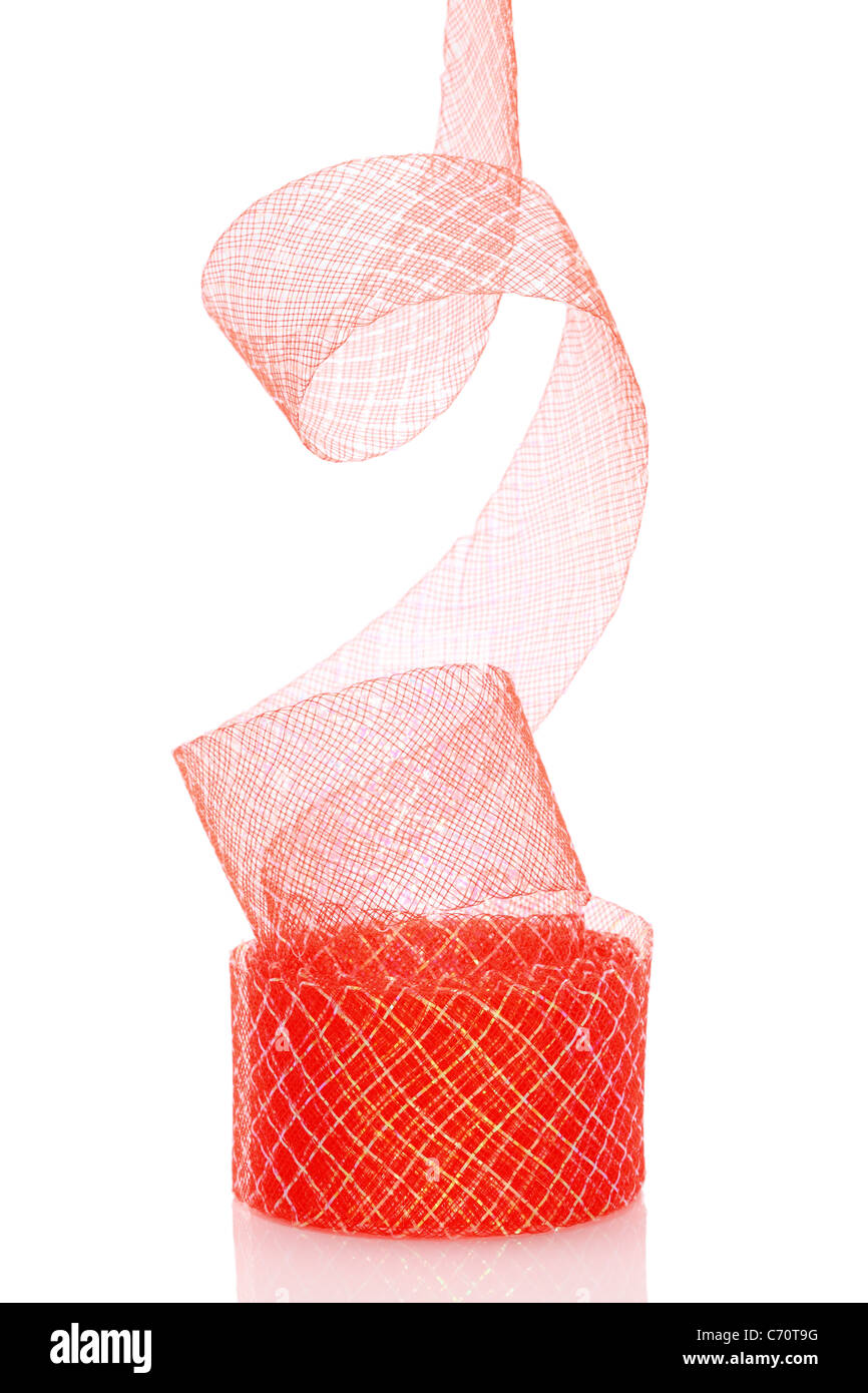 Red ribbon isolated on white background Stock Photo - Alamy