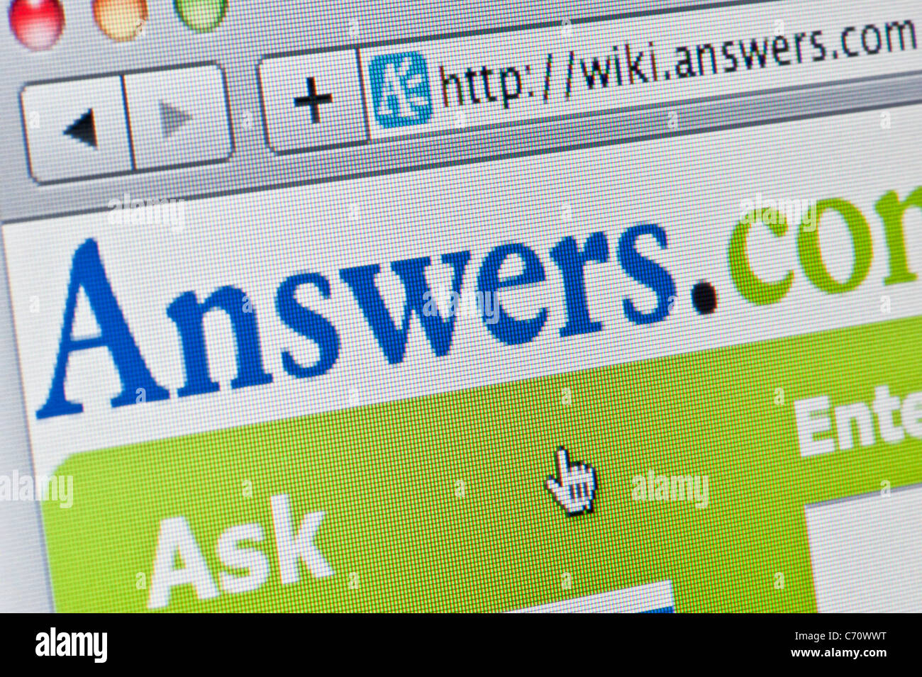 Close up of the Wiki Answers logo as seen on its website. (Editorial use only: print, TV, e-book and editorial website). Stock Photo