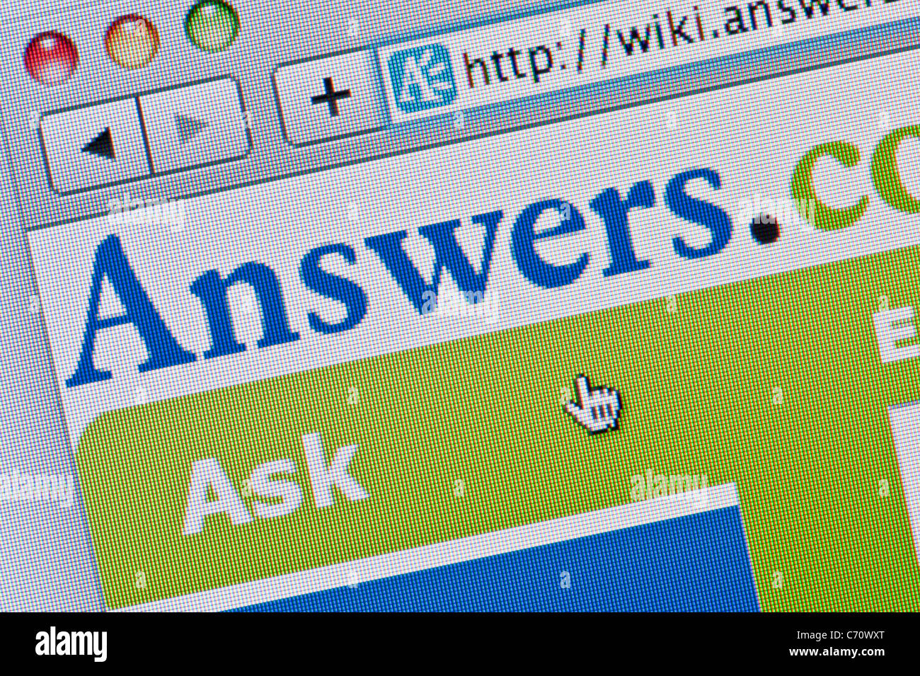Close up of the Wiki Answers logo as seen on its website. (Editorial use only: print, TV, e-book and editorial website). Stock Photo