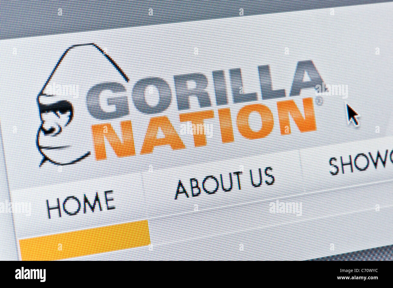 Close up of the Gorilla Nation logo as seen on its website. (Editorial use only: print, TV, e-book and editorial website). Stock Photo