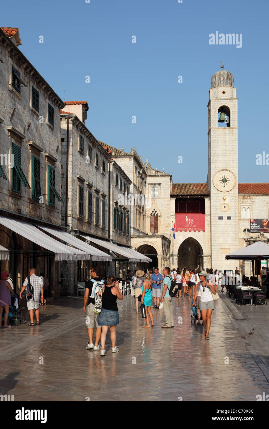 The main street in Dubrovnik old town - Stradun Stock Photo