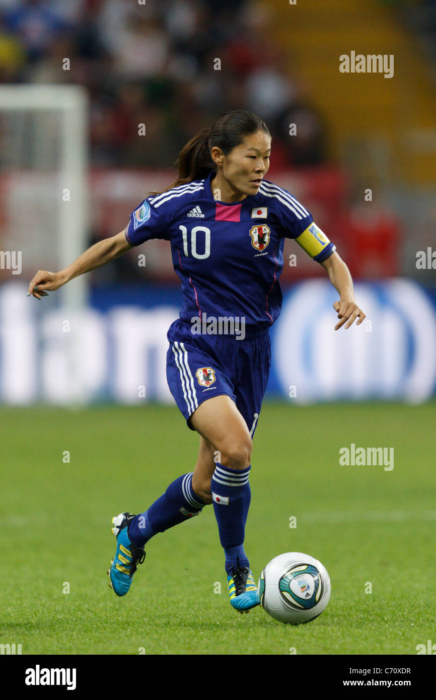 Japan team captain Homare Sawa in action against the United States during the FIFA Women's World Cup final July 17, 2011. Stock Photo