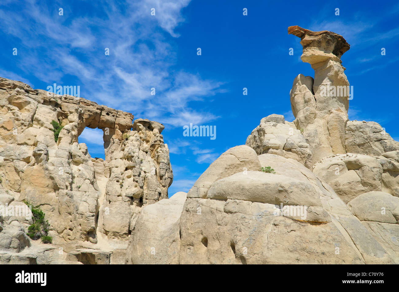 Hole in the Wall rock formation, Upper Missouri River Breaks National Monument, Montana. Stock Photo