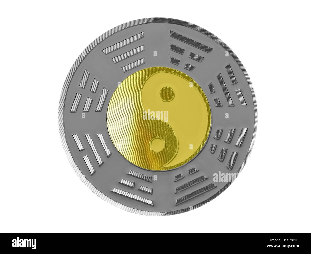 yin yang with trigrams Stock Photo