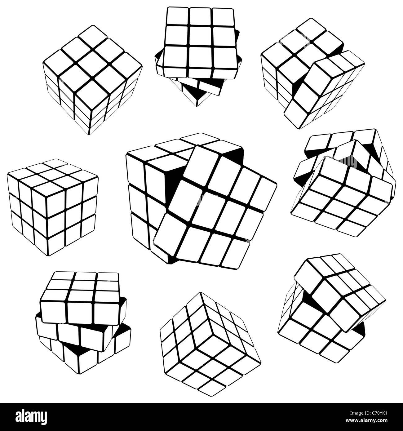 Cube puzzle Black and White Stock Photos & Images - Alamy