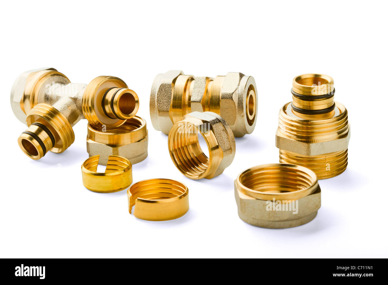 pipe fittings isolated on a white background Stock Photo