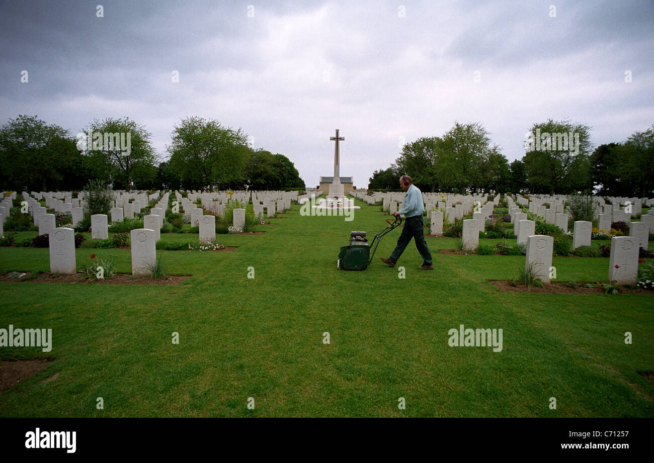 BENY-SUR-MER CANADIAN WAR CEMETERY, REVIERS,Commonwealth War Graves Commission,CWGC. Stock Photo