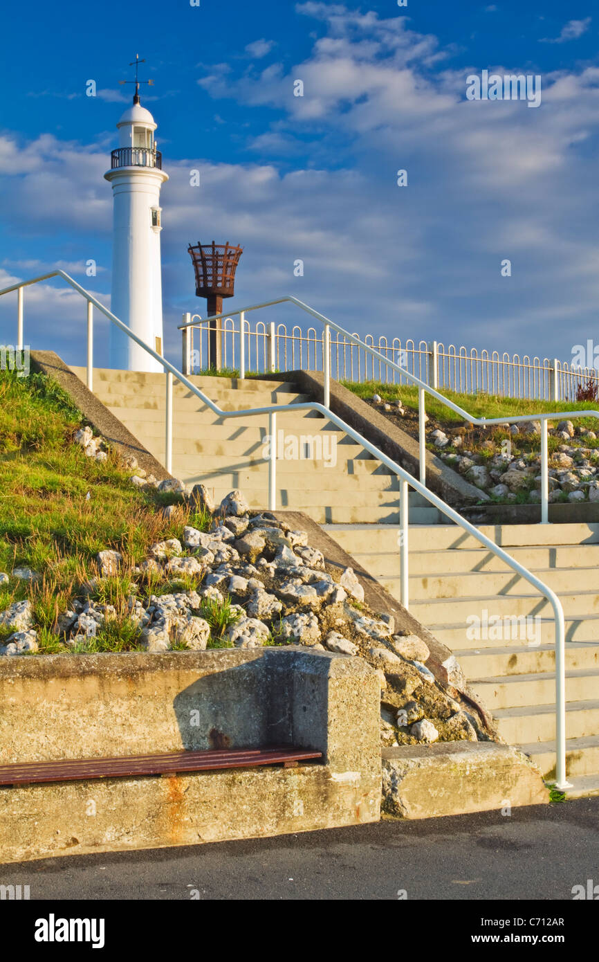 Seaburn Lighthouse near the promenade at Seaburn, Sunderland, Tyne and Wear Stock Photo