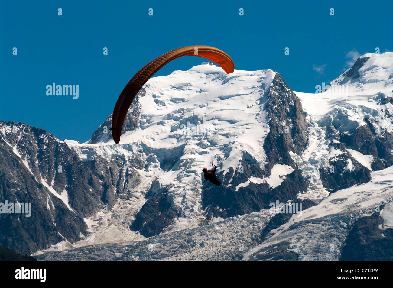 hang glider in the alps near Passy Stock Photo