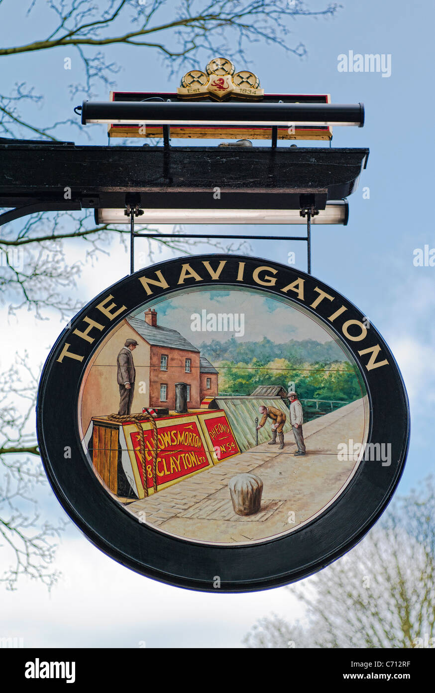 Sign outside 'The Navigation' inn in Northants UK Stock Photo