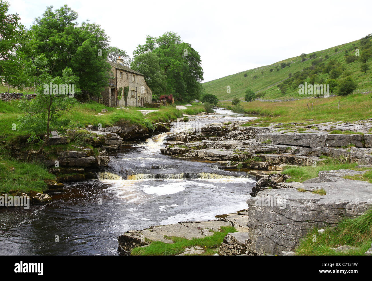 The River Wharfe running past New House, Langstroth Dale, North Yorkshire, Yorkshire Dales National Park, England, UK Stock Photo