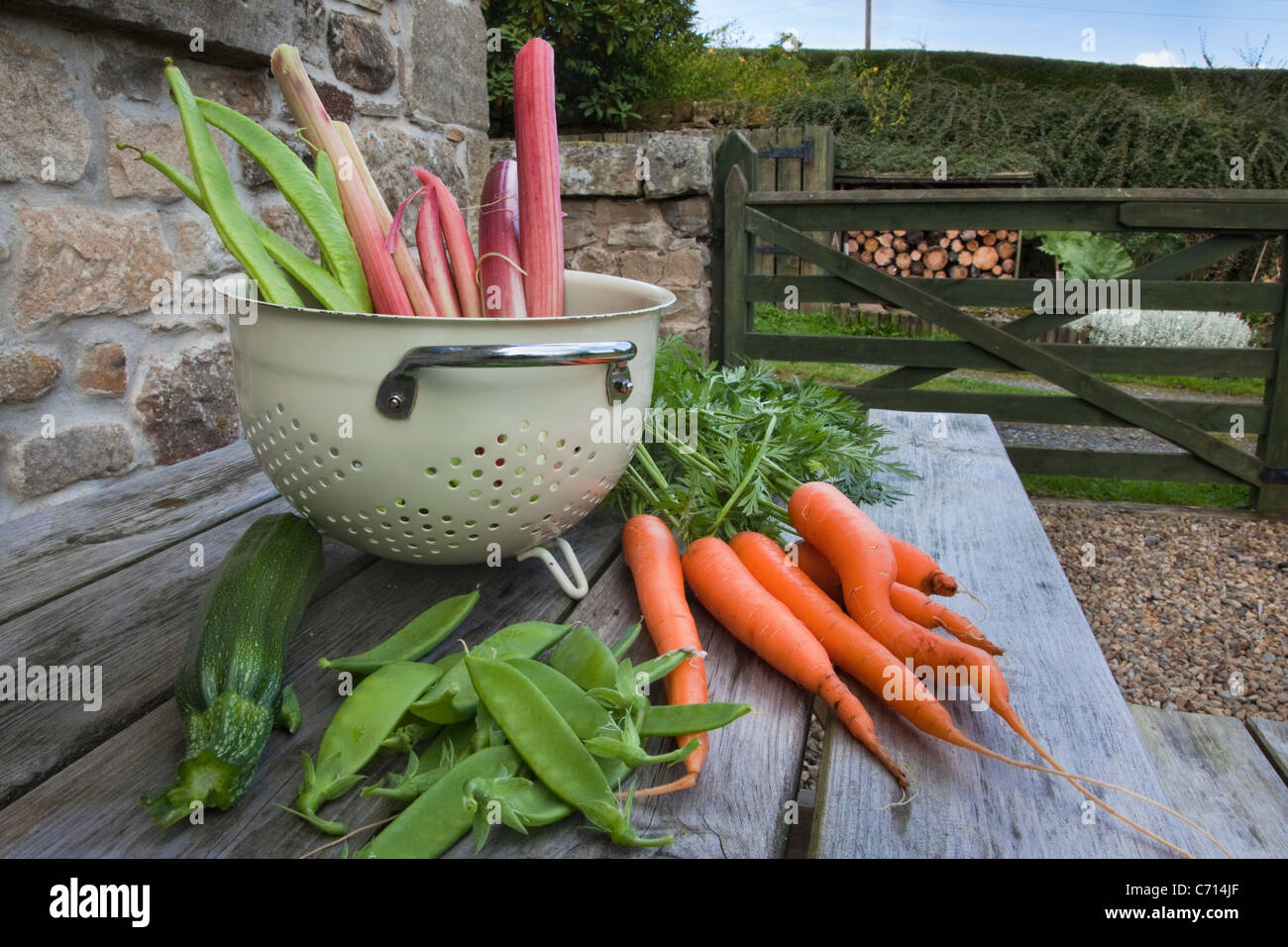 Organic vegetables grown on the allotment, UK Stock Photo