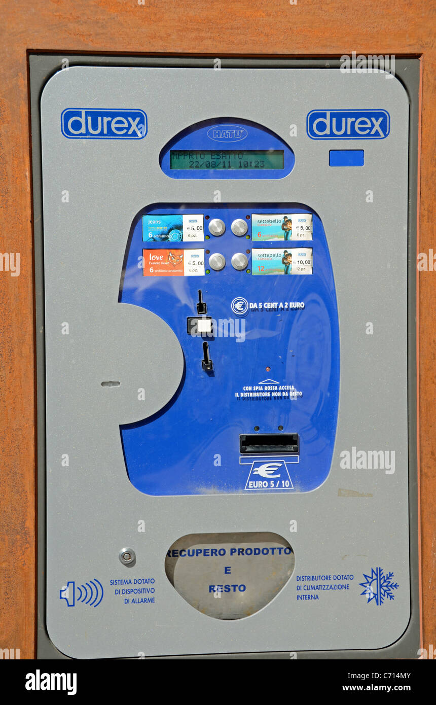 Condom machine, Italy Stock Photo