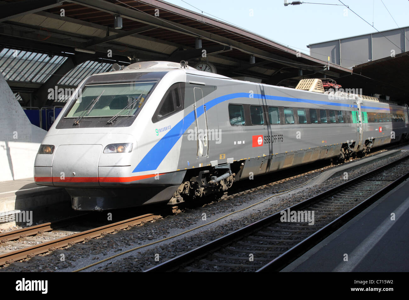 Cisalpino tilting train, class ETR 470 or pendolino, at Zurich station, Switzerland. Stock Photo